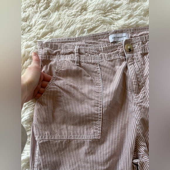 Liz Claiborne | Light Brown & White Pin Strip Pants - Picture 2 of 7